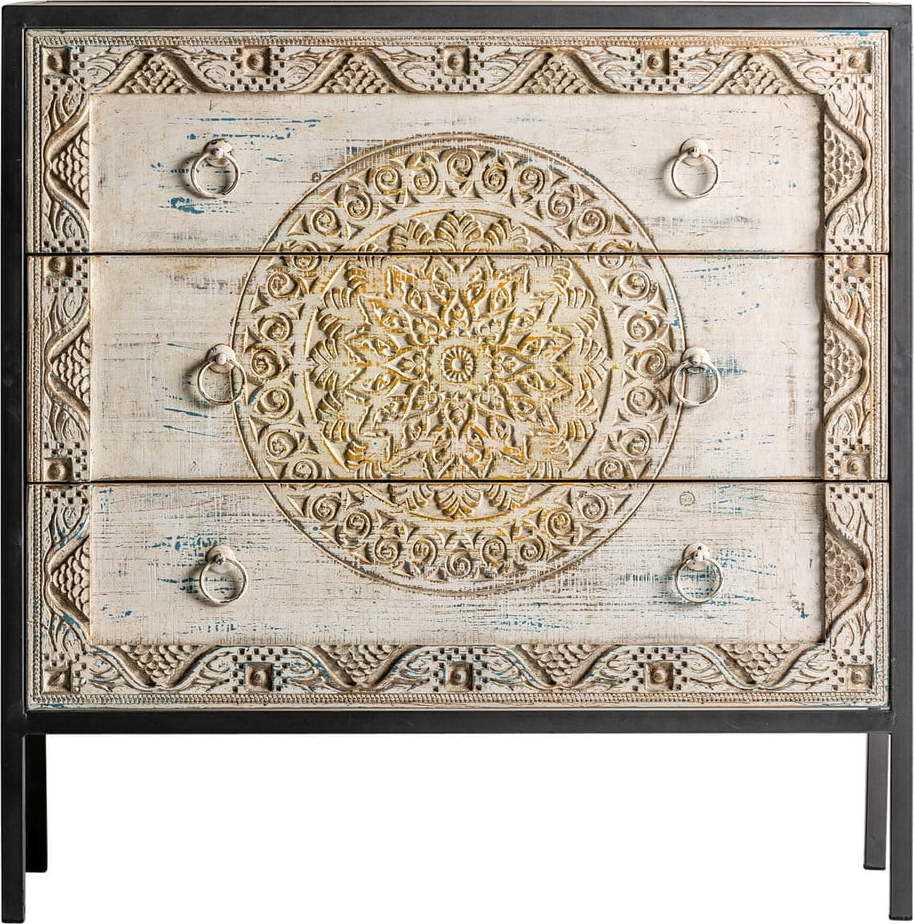 Nízká komoda z jedlového dřeva v přírodní barvě 80x80 cm Jaipur – Burkina Burkina