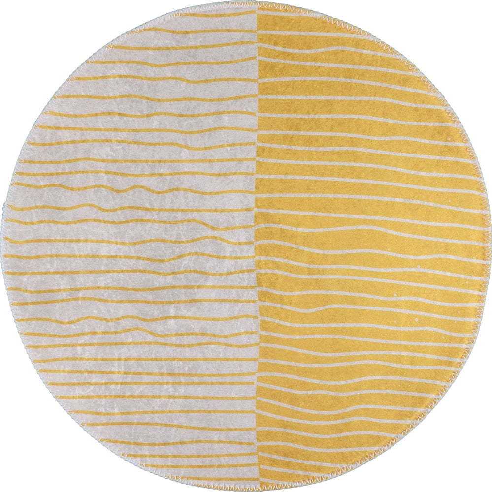 Pratelný kulatý koberec ve žluto-krémové barvě ø 120 cm Yuvarlak – Vitaus Vitaus