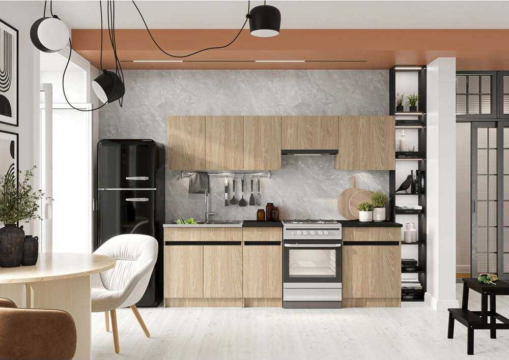 Rovná kuchyně s pracovní deskou 240 cm Bode – STOLKAR Stolkar