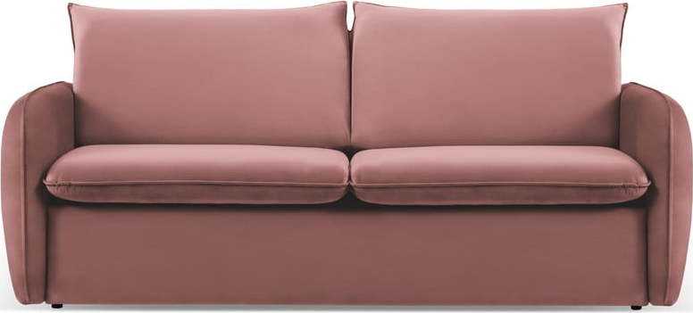 Růžová sametová rozkládací pohovka 214 cm Vienna – Cosmopolitan Design Cosmopolitan design