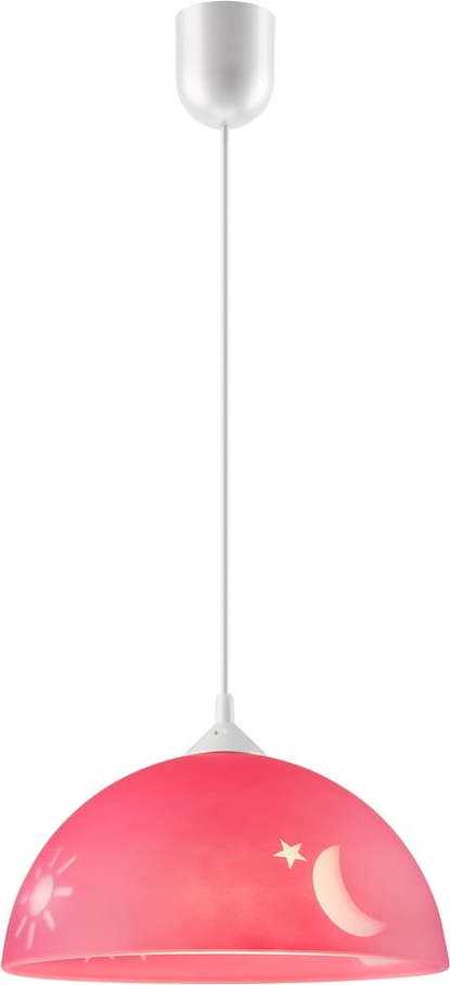 Růžové dětské svítidlo se skleněným stínidlem ø 30 cm Day & Night – LAMKUR LAMKUR