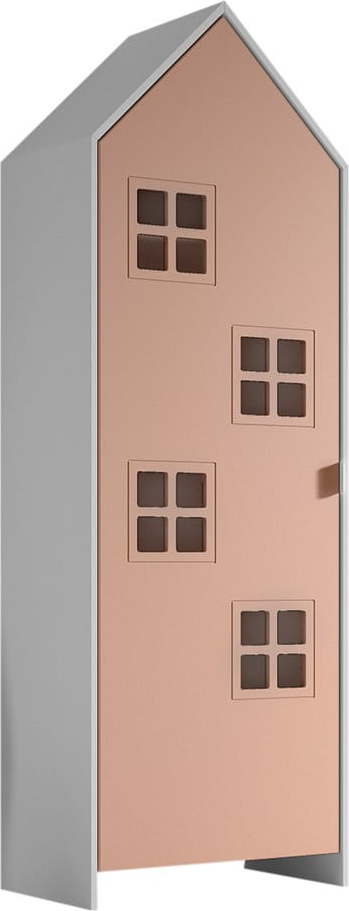 Růžovo-bílá dětská šatní skříň z borovicového dřeva 37x172 cm Casami Bruges – Vipack Vipack