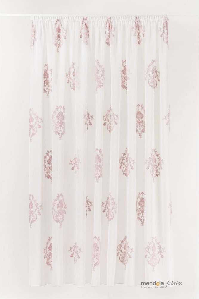 Růžovo-bílá záclona 300x260 cm Aymara – Mendola Fabrics Mendola Fabrics