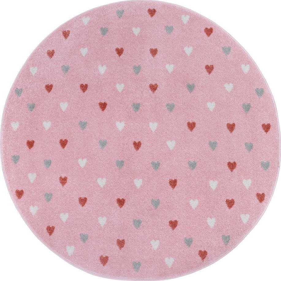 Růžový dětský koberec ø 140 cm Little Hearts – Hanse Home Hanse Home