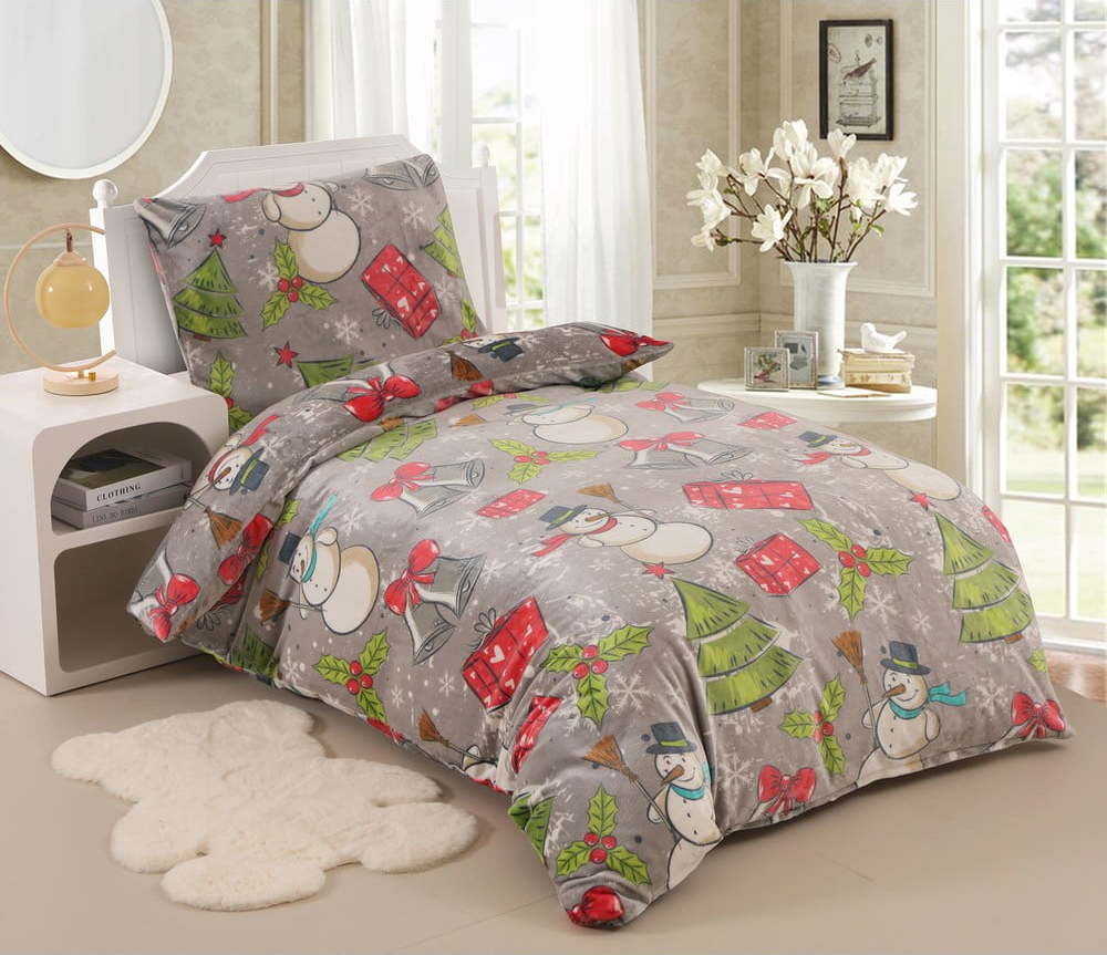 Šedé povlečení na jednolůžko z mikroplyše 140x200 cm – My House My House