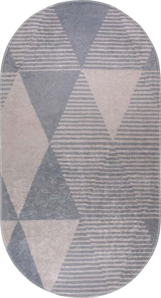 Šedý pratelný koberec 60x100 cm Oval – Vitaus Vitaus