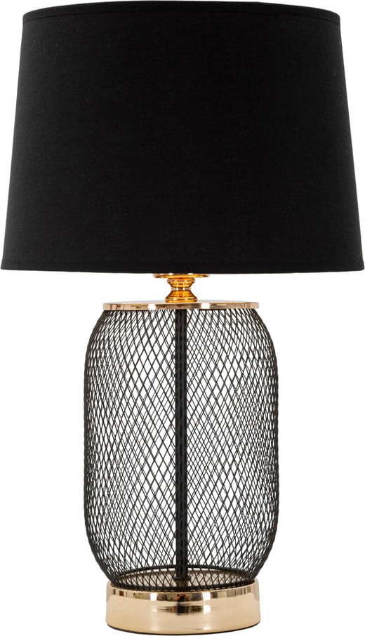 Stolní lampa s textilním stínidlem v černo-zlaté barvě (výška 47 cm) Chaine – Mauro Ferretti Mauro Ferretti