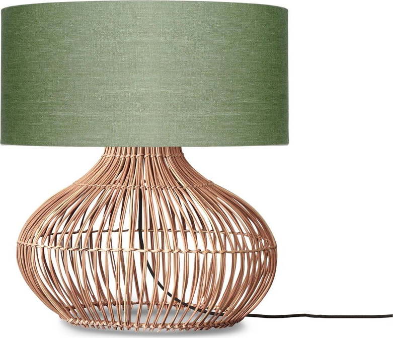 Stolní lampa s textilním stínidlem v zeleno-přírodní barvě (výška 60 cm) Kalahari – Good&Mojo Good&Mojo