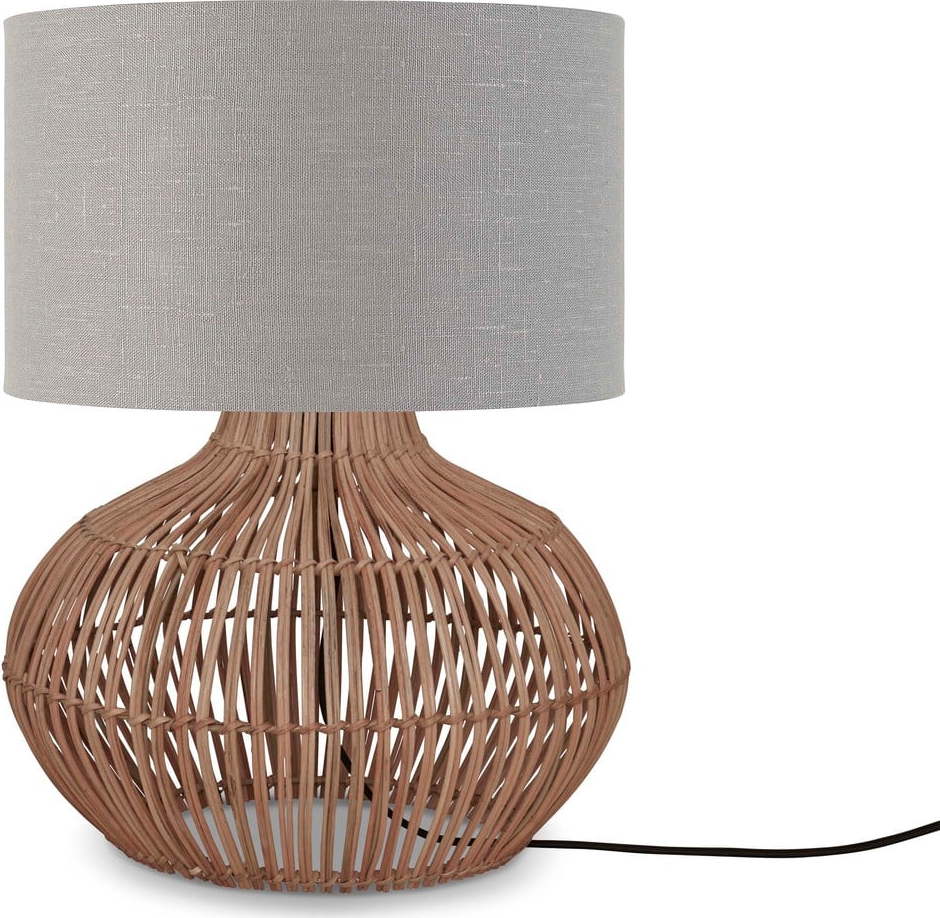 Stolní lampa s textilním stínidlem ve světle šedo-přírodní barvě (výška 48 cm) Kalahari – Good&Mojo Good&Mojo