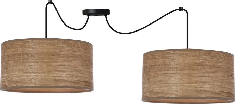 Světle hnědé závěsné svítidlo s ratanovým stínidlem ø 30 cm Legno – Candellux Lighting Candellux Lighting