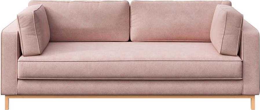 Světle růžová sametová pohovka 222 cm Celerio – Ame Yens Ame Yens
