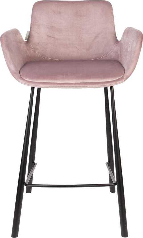 Světle růžové sametové barové židle v sadě 2 ks 91