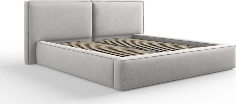 Světle šedá čalouněná dvoulůžková postel s úložným prostorem a roštem 180x200 cm Arendal – Cosmopolitan Design Cosmopolitan design