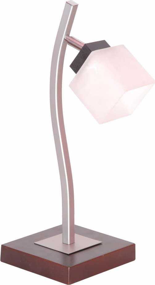 Tmavě hnědá stolní lampa se skleněným stínidlem