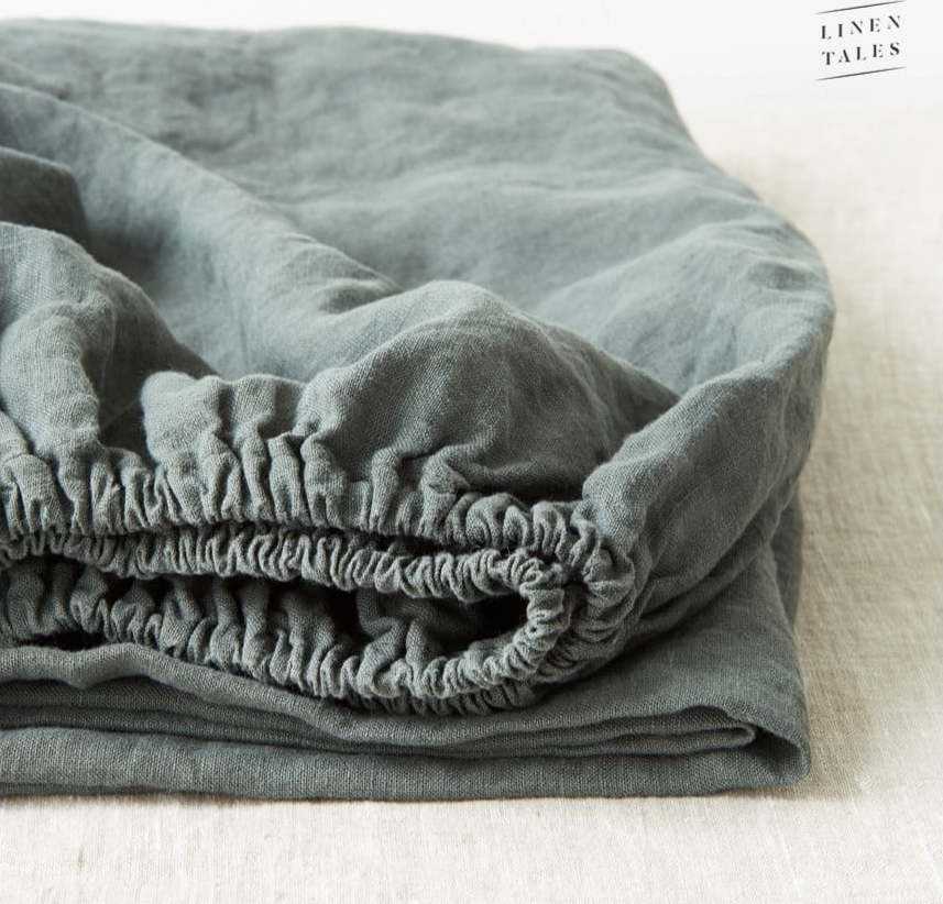 Tmavě zelené lněné prostěradlo 200x140 cm - Linen Tales Linen Tales