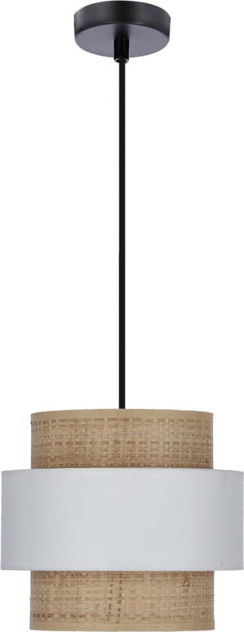 Závěsné svítidlo s ratanovým stínidlem v bílo-přírodní barvě ø 20 cm Rattan – Candellux Lighting Candellux Lighting