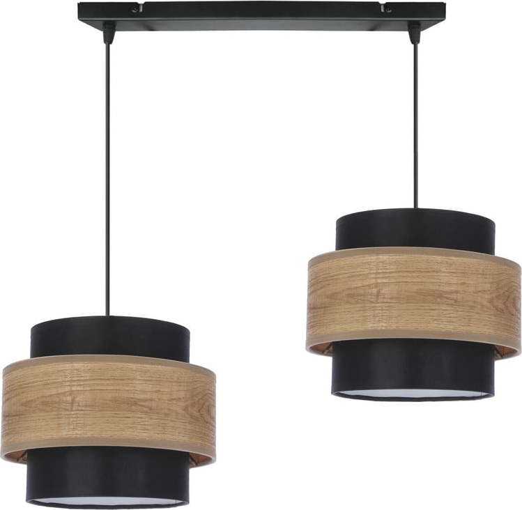 Závěsné svítidlo s textilním stínidlem v černo-přírodní barvě ø 20 cm Twin – Candellux Lighting Candellux Lighting