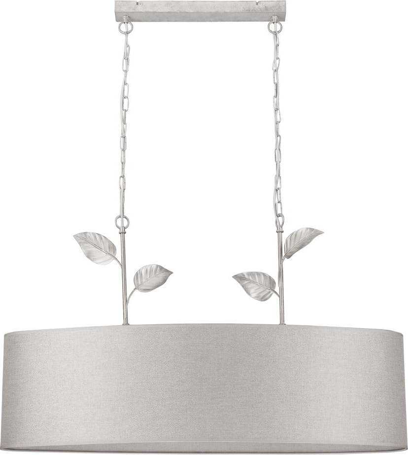 Závěsné svítidlo v leskle stříbrné barvě s textilním stínidlem Noemi – LAMKUR LAMKUR