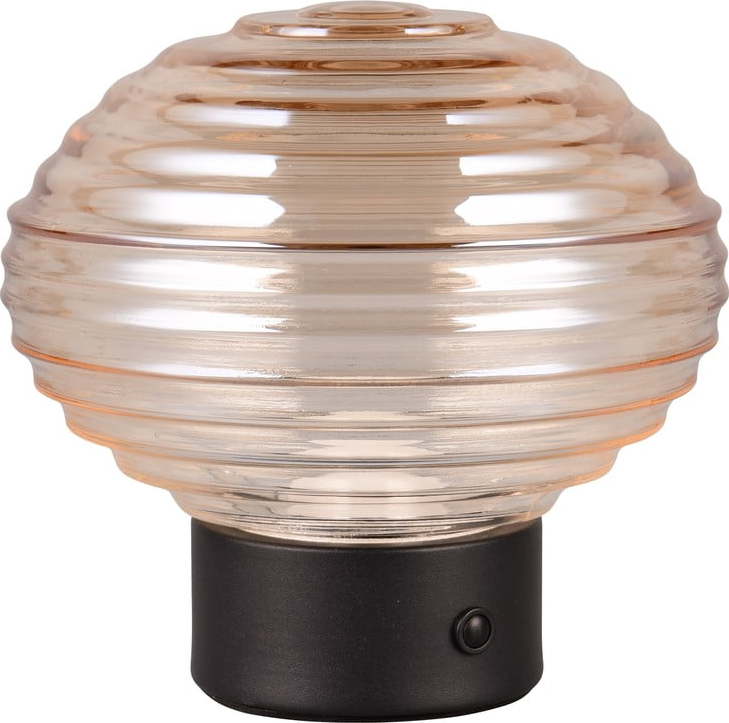 Černo-béžová stmívatelná LED stolní lampa se skleněným stínidlem (výška 14