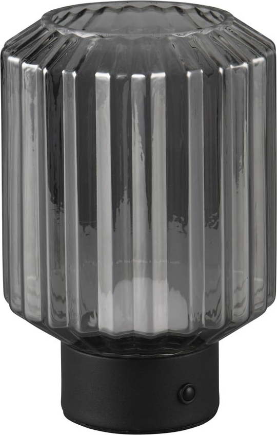 Černo-šedá stmívatelná LED stolní lampa se skleněným stínidlem (výška 19