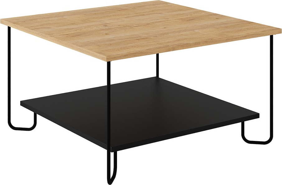Konferenční stolek s deskou v dubovém dekoru v černo-přírodní barvě 80x80 cm Tonka – Marckeric Marckeric