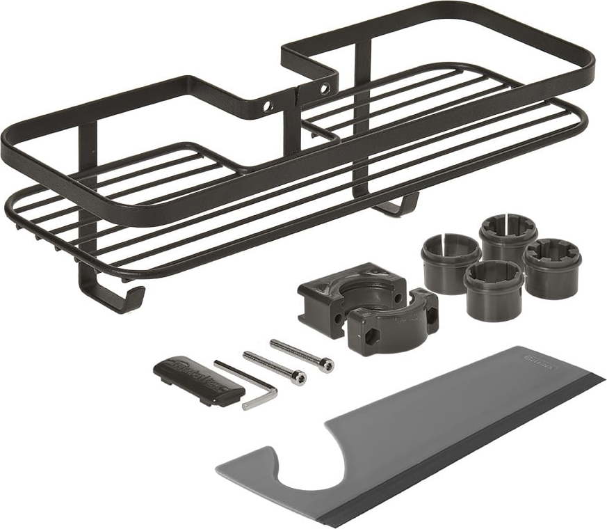 Matně černá samodržící ocelová koupelnová polička Lava – Metaltex Metaltex