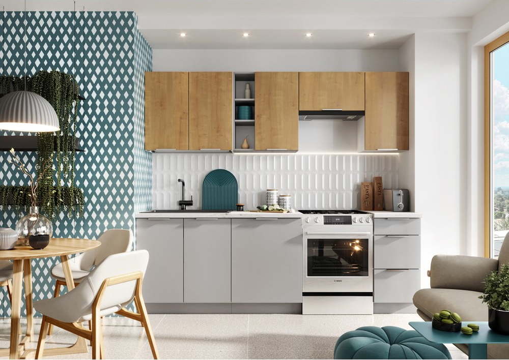 Rovná kuchyně bez pracovní desky 240 cm Brodie – STOLKAR Stolkar