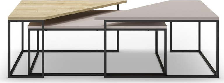 Šedo-béžové konferenční stolky v sadě 3 ks 70x110 cm Titan – Marckeric Marckeric