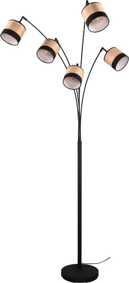 Stojací lampa v černé a přírodní barvě (výška 200 cm) Bolzano – Trio TRIO