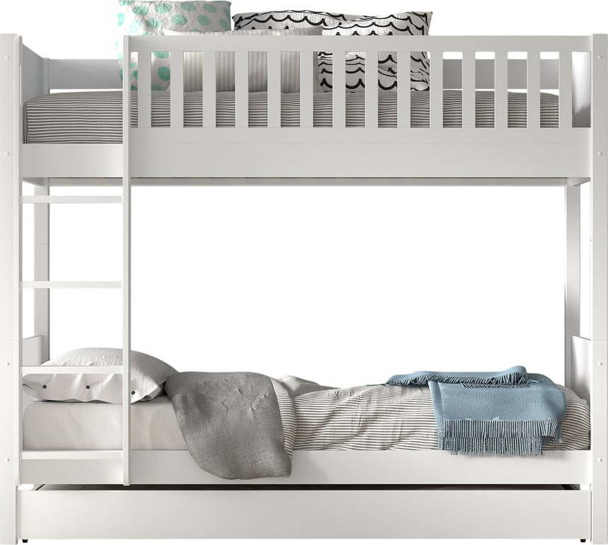 Bílá patrová dětská postel z borovicového dřeva s úložným prostorem 90x200 cm SCOTT – Vipack Vipack
