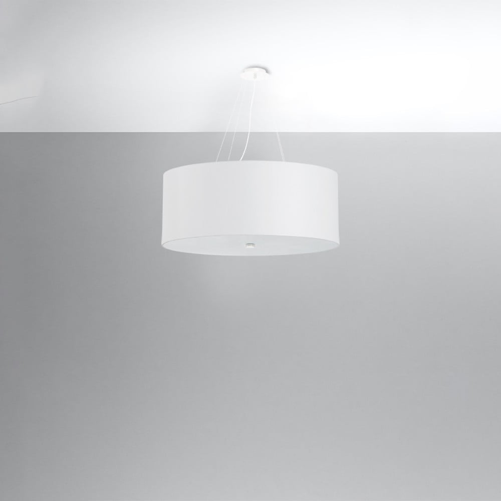 Bílé závěsné svítidlo s textilním stínidlem ø 70 cm Volta – Nice Lamps Nice Lamps