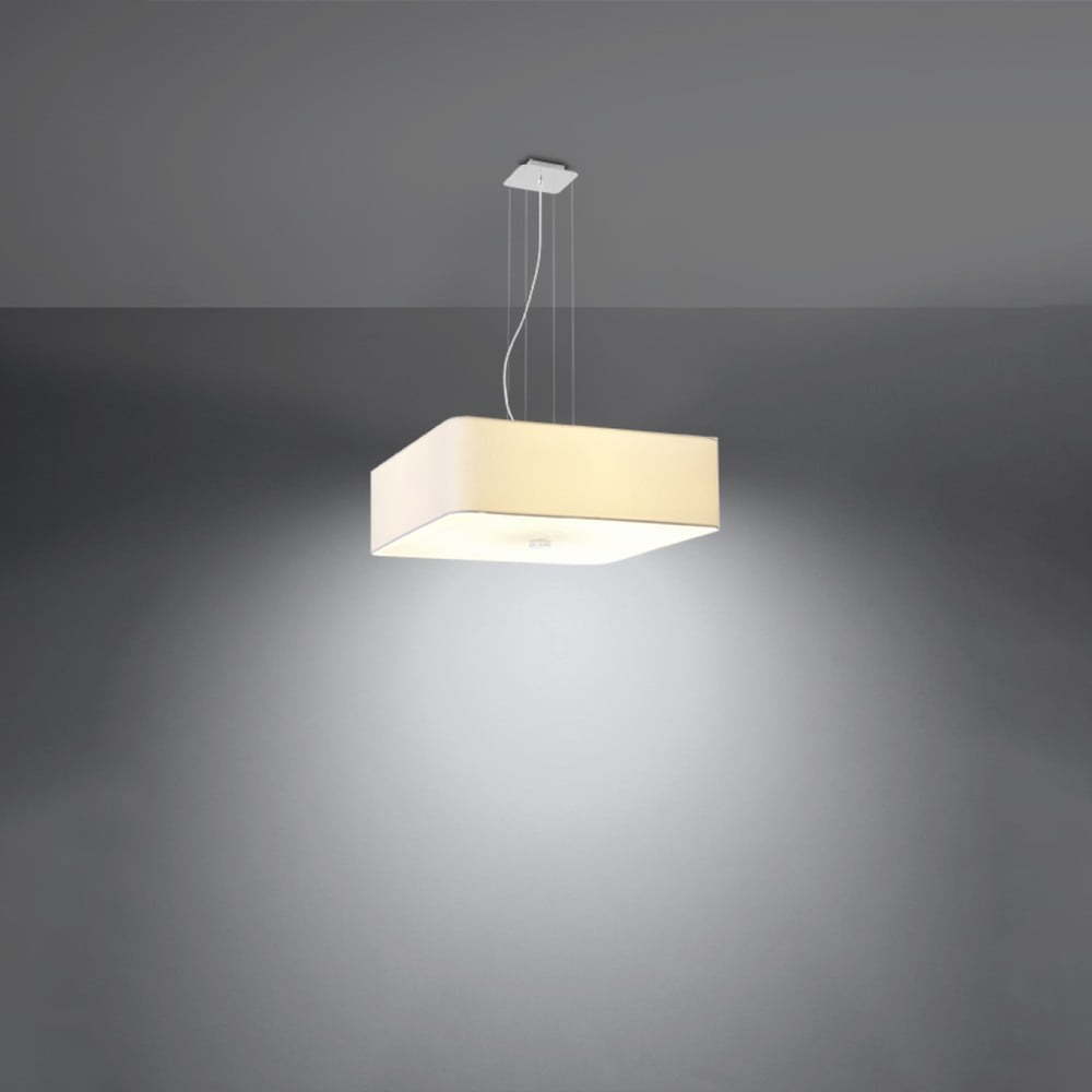 Bílé závěsné svítidlo se skleněno-textilním stínidlem Kortez – Nice Lamps Nice Lamps
