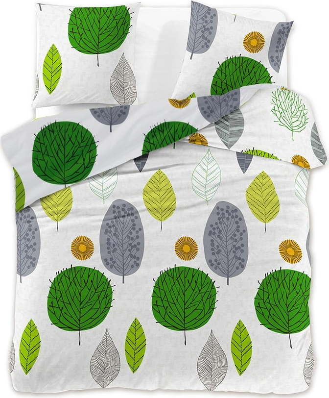 Prodloužené zelené bavlněné povlečení na dvoulůžko 200x220 cm Green Leaf – AmeliaHome AmeliaHome