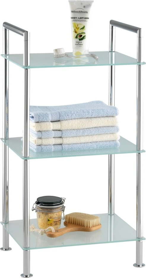 Skleněný koupelnový regál ve stříbrné barvě 37x71 cm Style – Wenko WENKO
