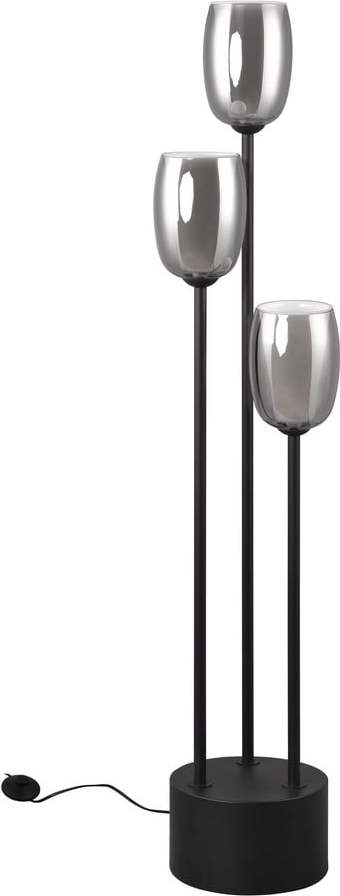 Stojací lampa se skleněným stínidlem v černo-stříbrné barvě (výška 140 cm) Barret – Trio Select Trio Select