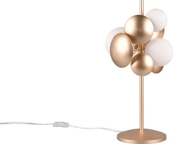 Stolní lampa se skleněným stínidlem ve zlato-bílé barvě (výška 50 cm) Bubble – Trio Select Trio Select