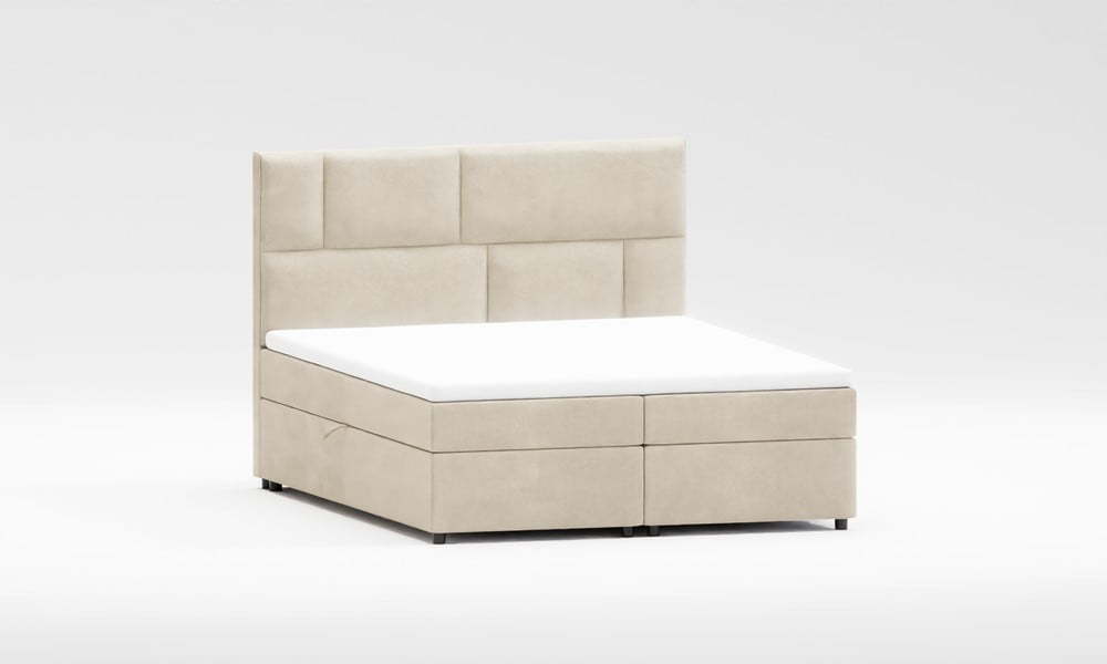 Béžová boxspring postel s úložným prostorem 200x200 cm Lola – Ropez Ropez