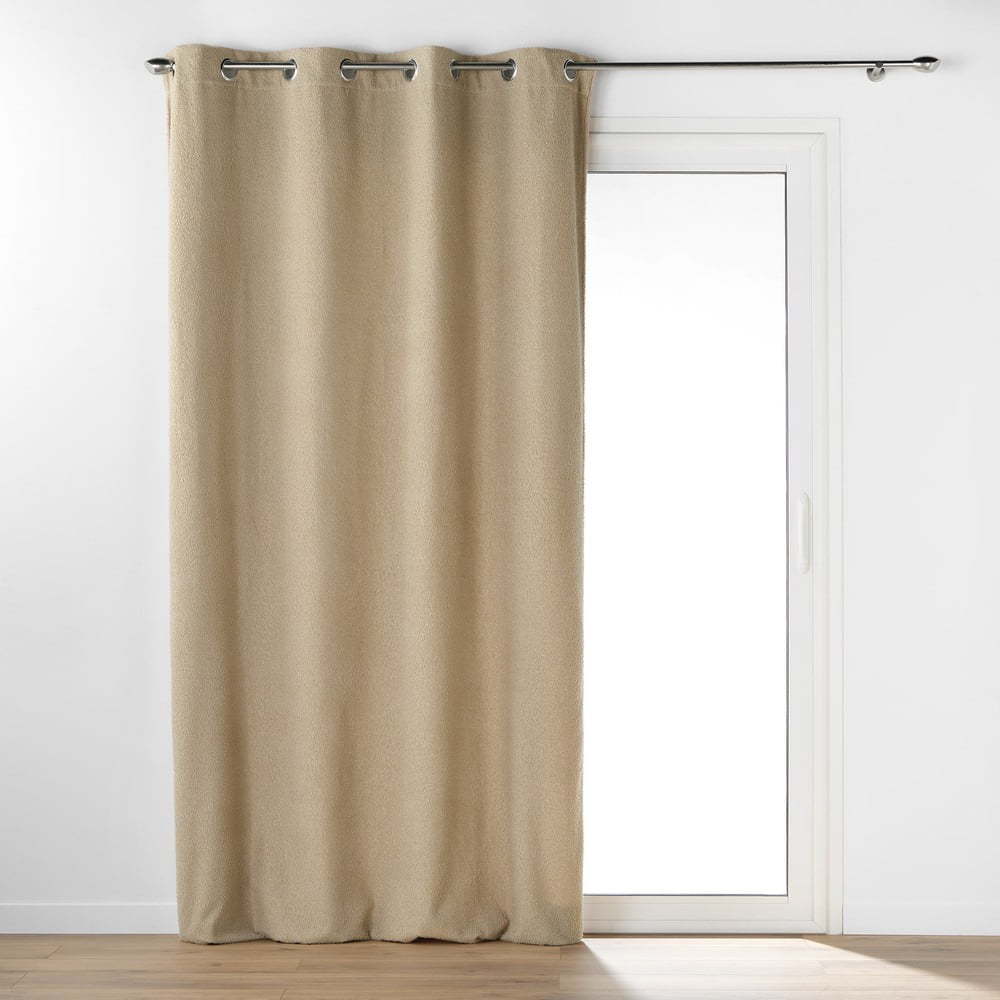 Béžový závěs z materiálu bouclé 140x240 cm Wooly – douceur d'intérieur Douceur d intérieur