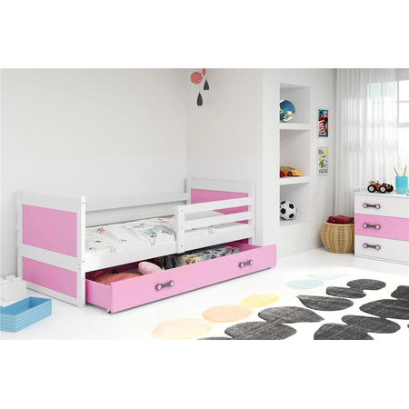 Dětská postel RICO 80x190 cm Bílá Ružové BMS