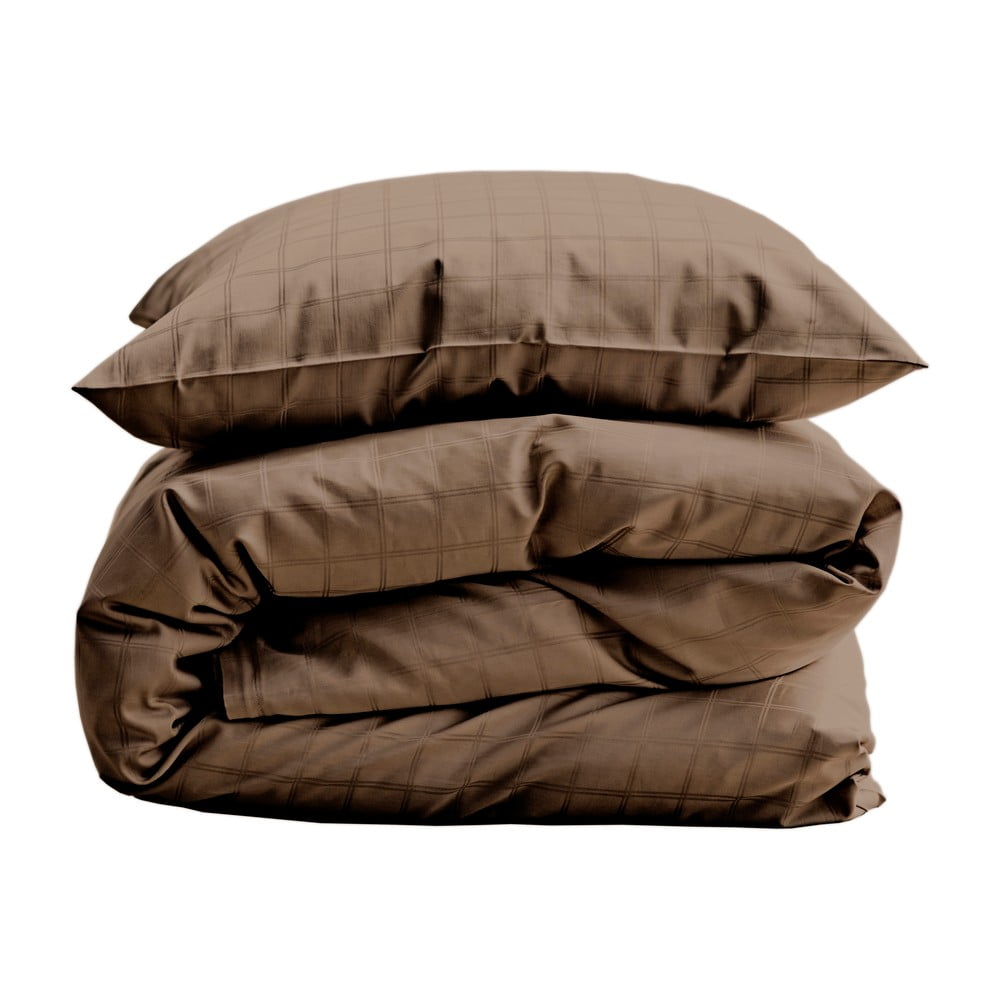 Hnědé damaškové prodloužené povlečení na dvoulůžko 200x220 cm Clear – Södahl Södahl