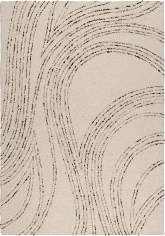 Hnědo-krémový vlněný koberec 80x150 cm Abstract Swirl – Flair Rugs Flair Rugs
