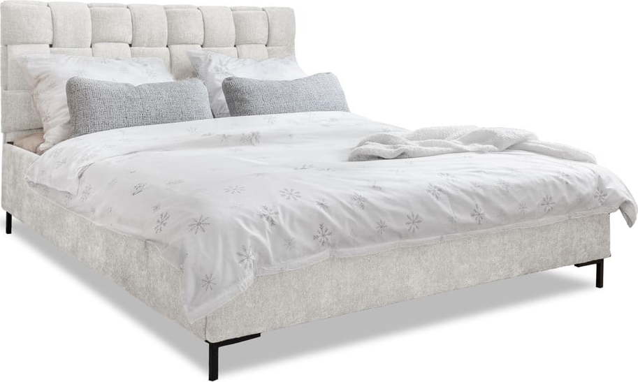 Krémová čalouněná dvoulůžková postel s roštem 180x200 cm Eve – Miuform Miuform