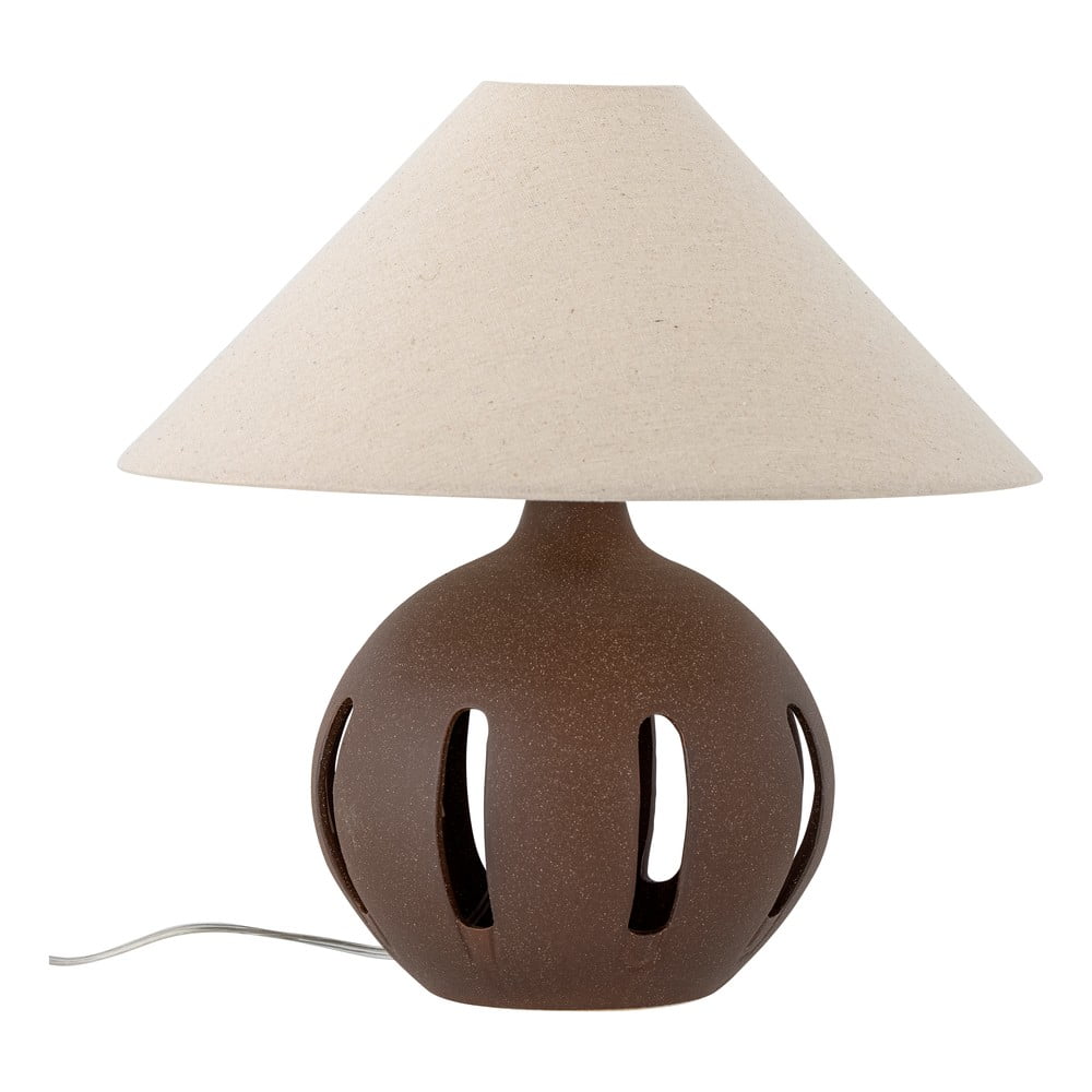 Krémová stolní lampa s textilním stínidlem (výška 40