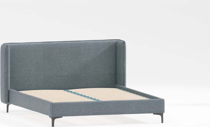 Modrá čalouněná dvoulůžková postel s roštem 140x200 cm Basti – Ropez Ropez