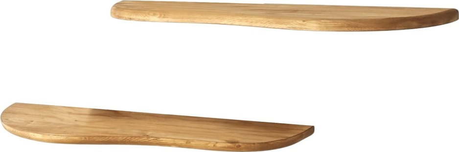 Police z dubového dřeva v přírodní barvě v sadě 2 ks 100 cm Wavy – Kalune Design Kalune Design