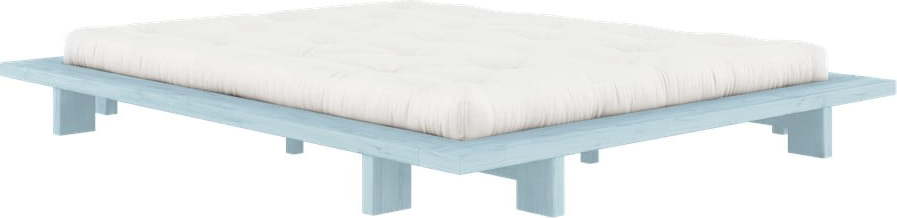 Světle modrá dvoulůžková postel z borovicového dřeva s roštem 160x200 cm Japan – Karup Design Karup Design