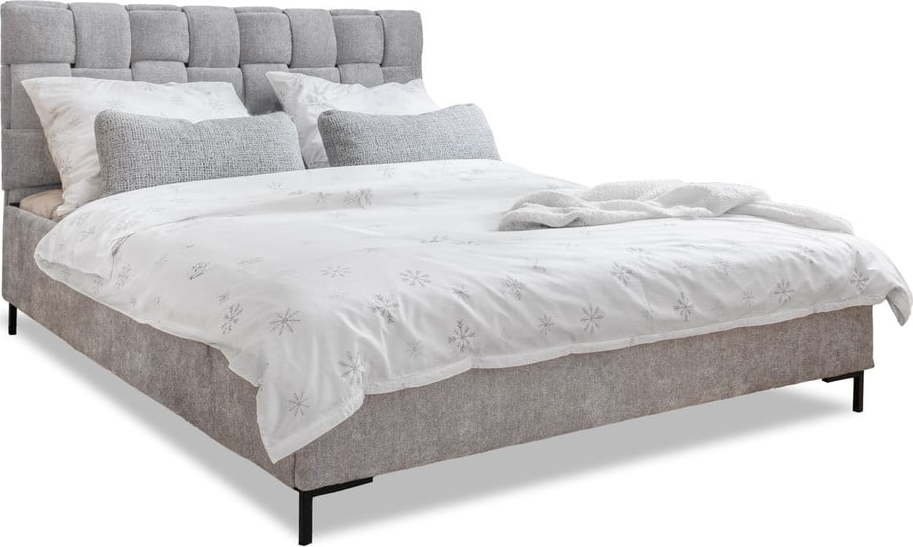 Světle šedá čalouněná dvoulůžková postel s roštem 140x200 cm Eve – Miuform Miuform
