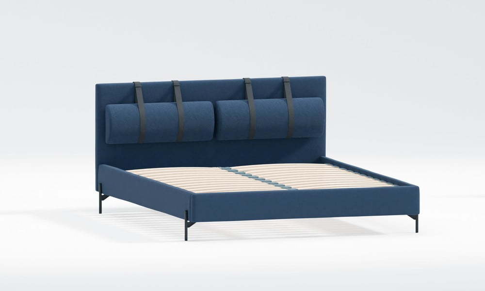 Tmavě modrá čalouněná jednolůžková postel s roštem 90x200 cm Tulsa – Ropez Ropez