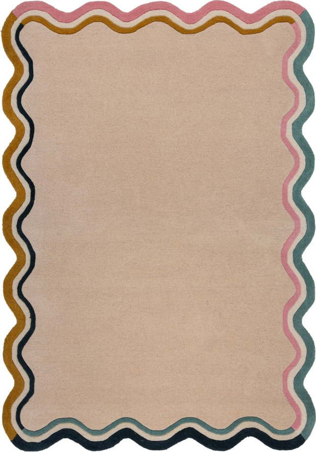 Krémový ručně tkaný vlněný koberec 200x290 cm Leo Scallop – Flair Rugs Flair Rugs