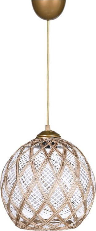 Bílo-béžové závěsné svítidlo s textilním stínidlem ø 22 cm – Opviq lights Opviq lights